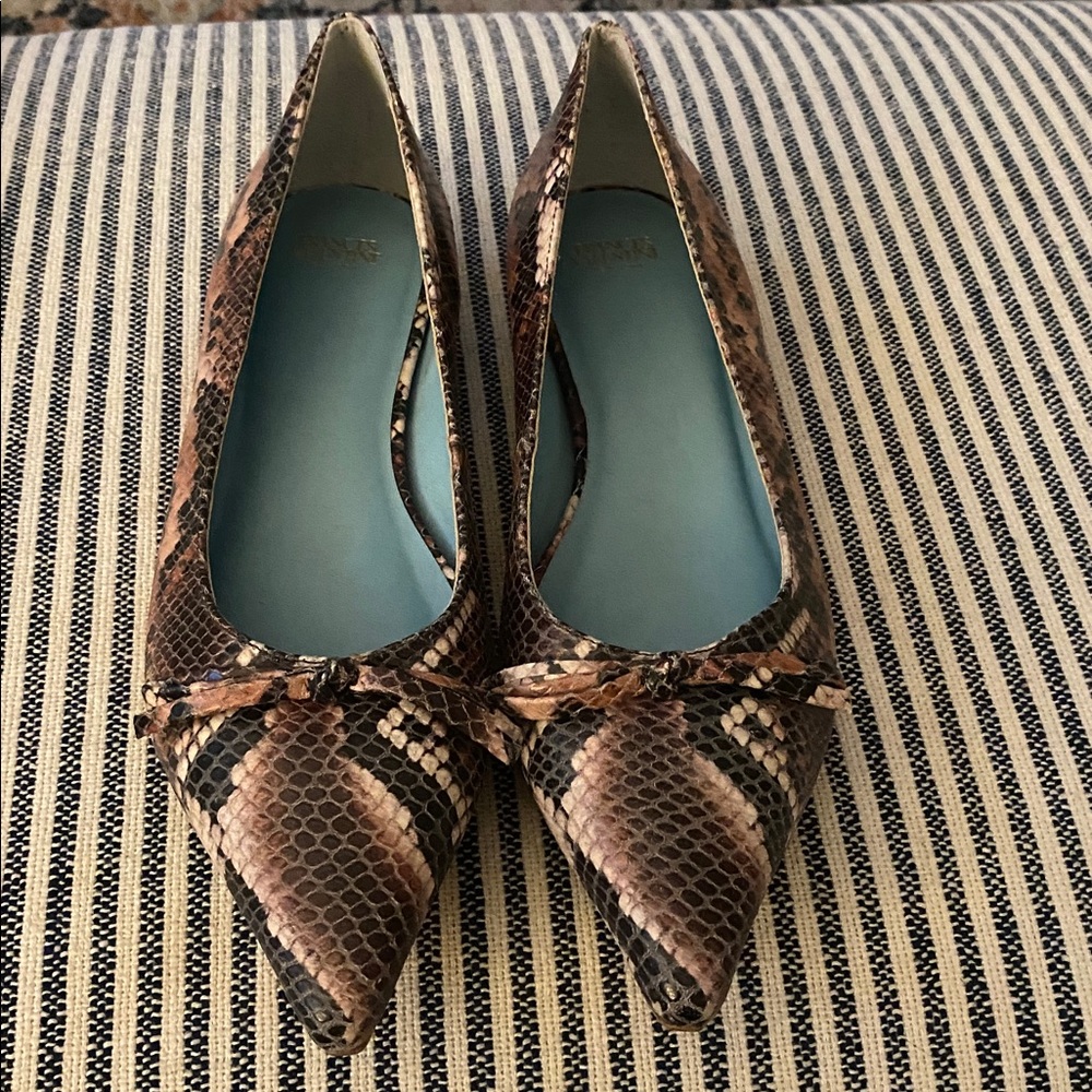 Frances Valentine Snakeskin Flats in Pink and Black